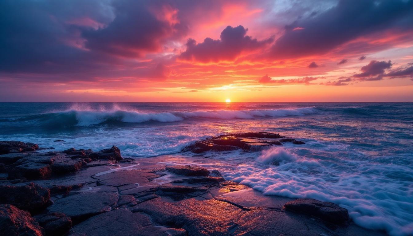 Pacific shoreline at sunrise